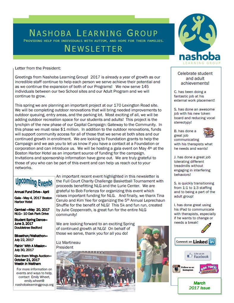 Newsletters – Nashoba Learning Group