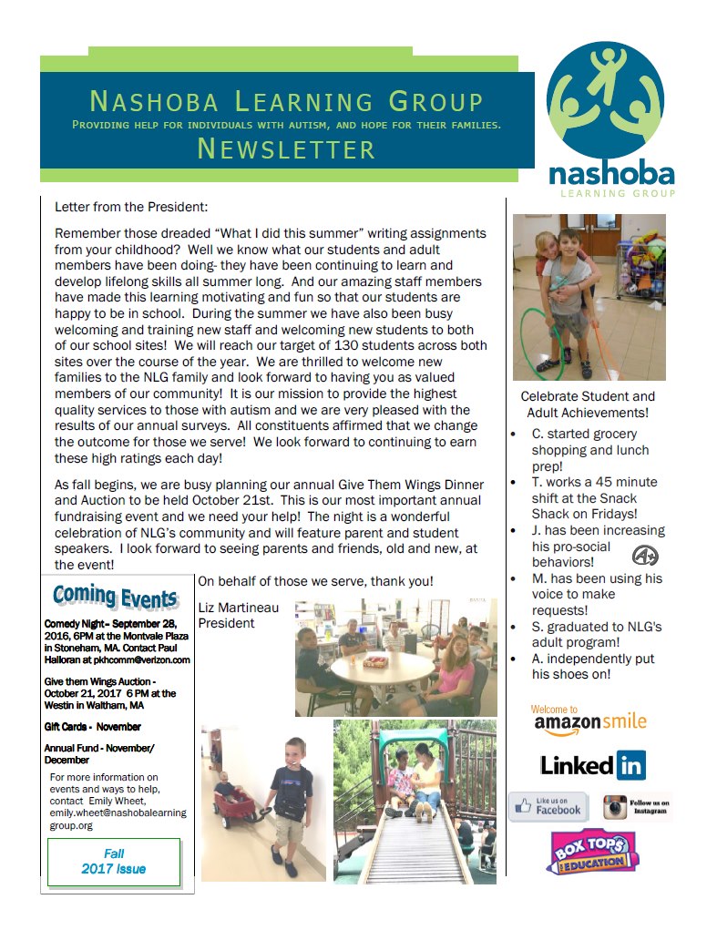 Newsletters – Nashoba Learning Group