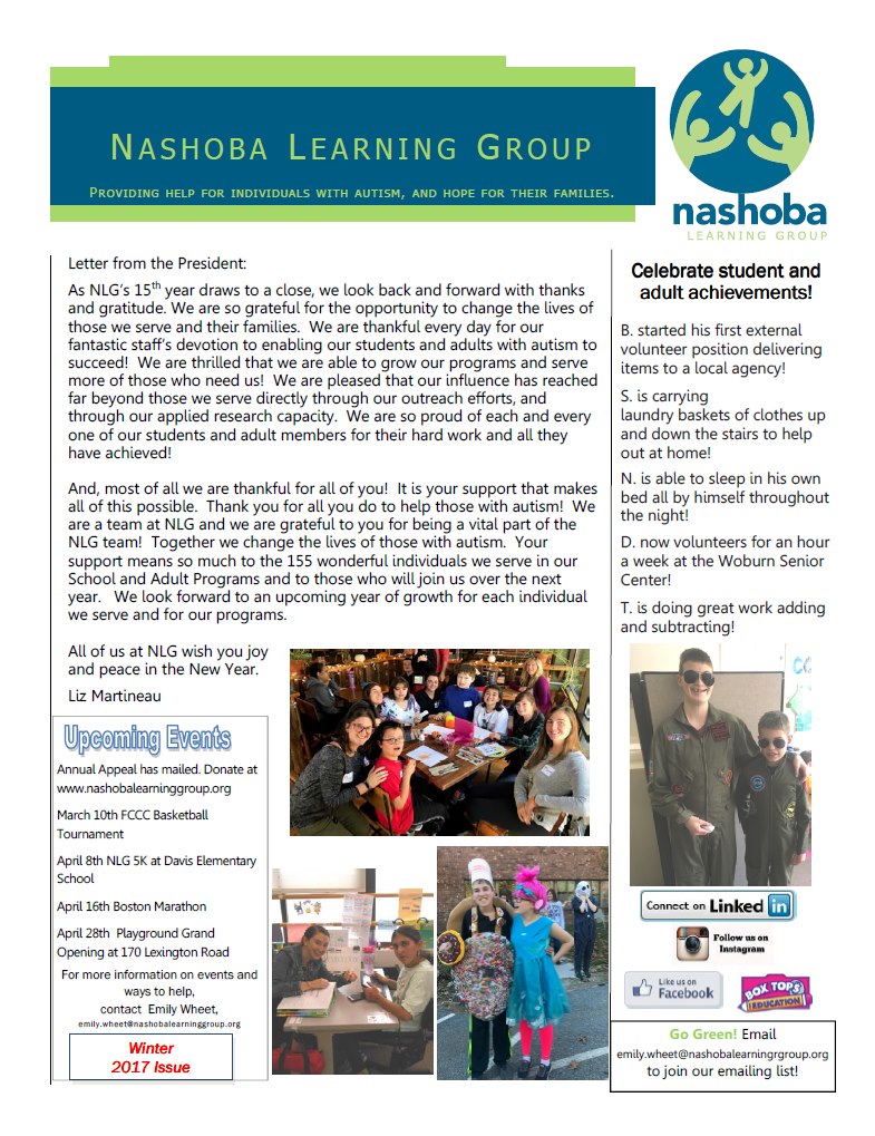 Newsletters – Nashoba Learning Group