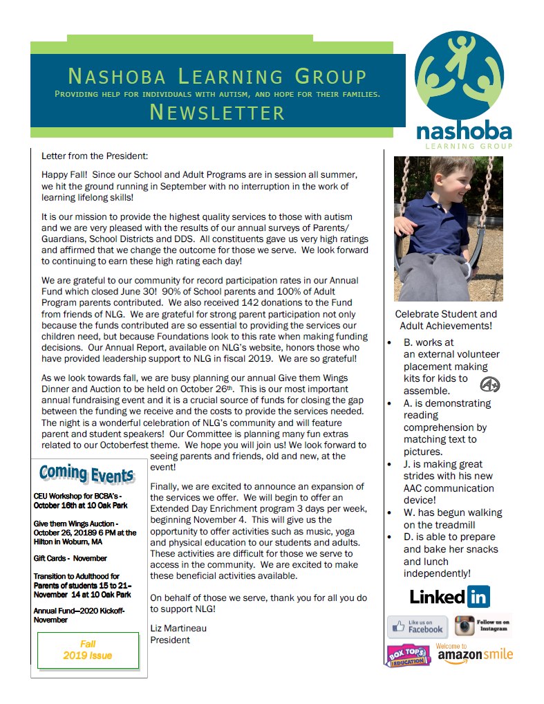 Newsletters – Nashoba Learning Group