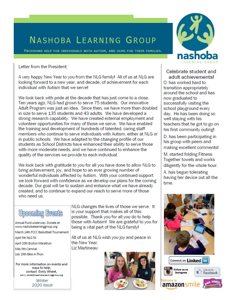 Newsletters – Nashoba Learning Group