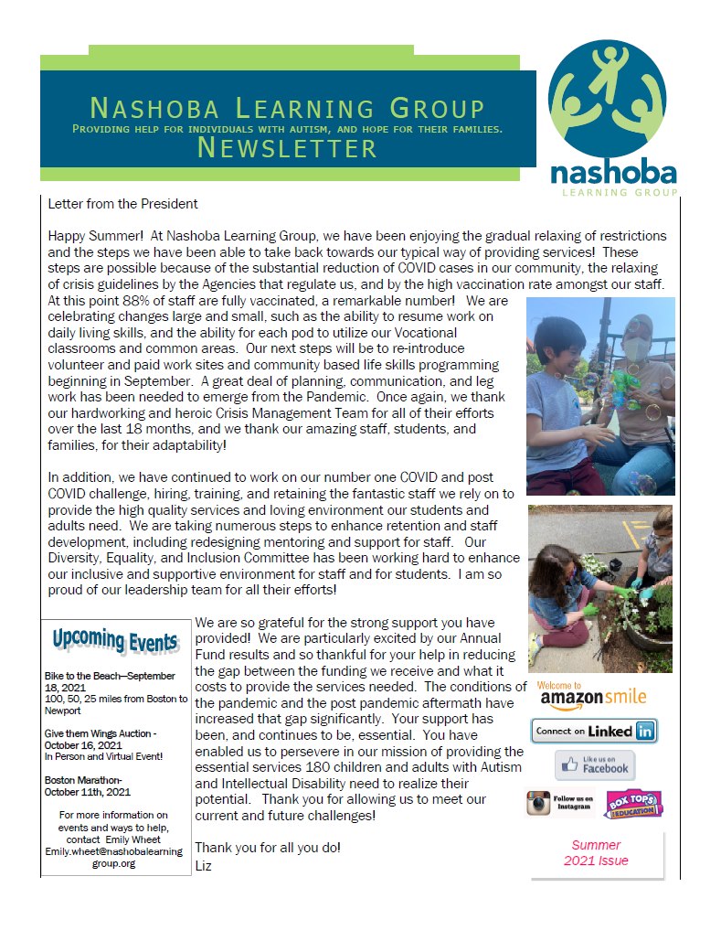 Newsletters – Nashoba Learning Group