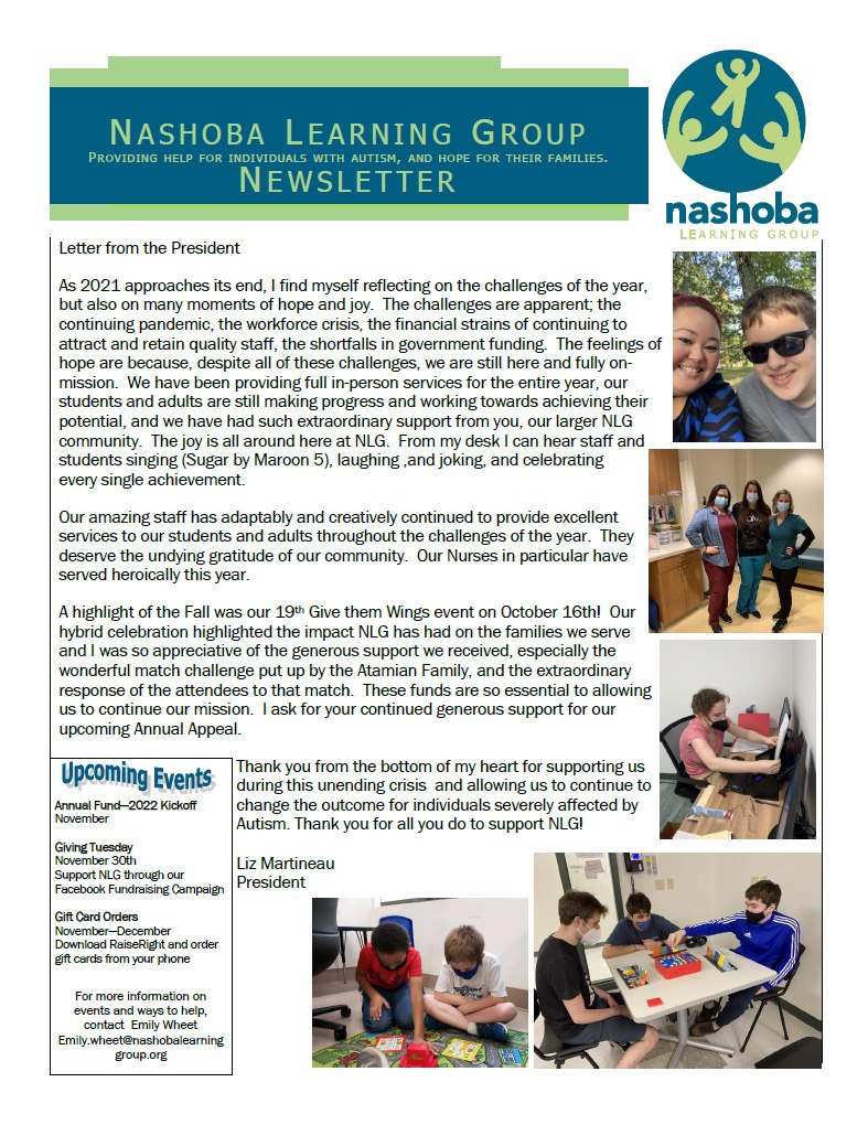 Newsletters – Nashoba Learning Group